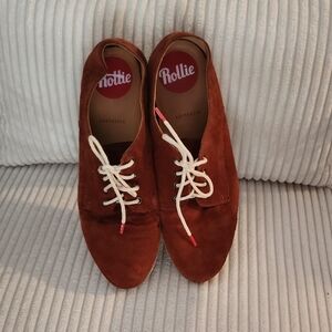 Rollie Brown Suede Derby Lace-Up Shoes